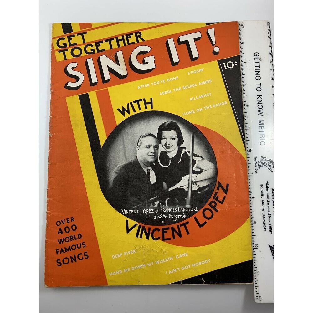 1936 Get Together Sing it!: With Vincent Lopez 400 World Famous Songs Ephemera